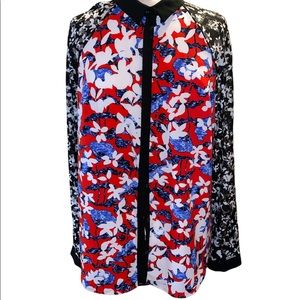 Peter Pilotto Navy Blue, Red & Floral Blouse size L